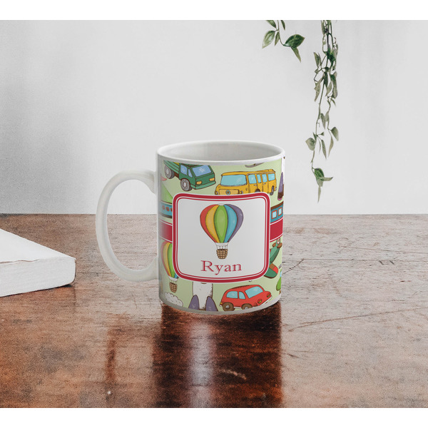 Vintage Transportation Personalized Coffee Mug - Lifestyle