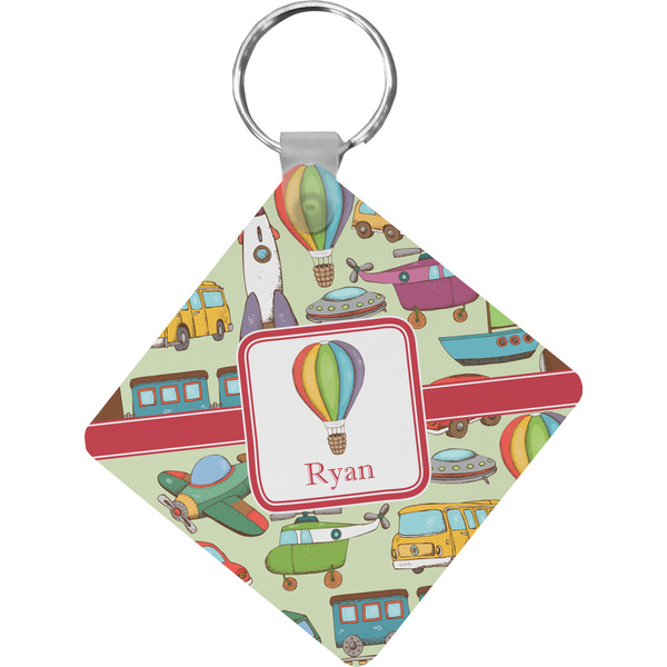 Custom Vintage Transportation Diamond Plastic Keychain w/ Name or Text