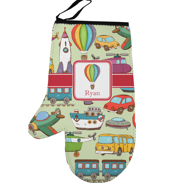Vintage Transportation Personalized Oven Mitt - Left