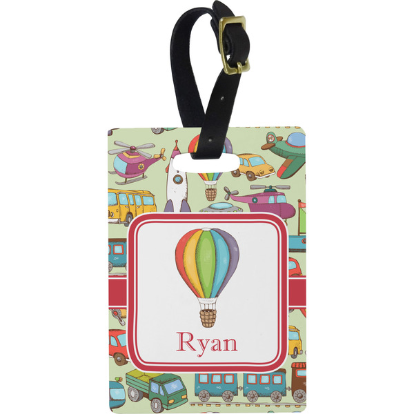 Custom Vintage Transportation Plastic Luggage Tag - Rectangular w/ Name or Text