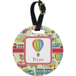 Vintage Transportation Plastic Luggage Tag - Round (Personalized)