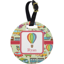 Vintage Transportation Plastic Luggage Tag - Round (Personalized)
