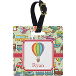 Vintage Transportation Plastic Luggage Tag - Square w/ Name or Text