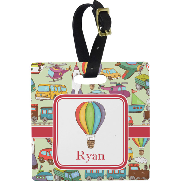 Vintage Transportation Personalized Square Luggage Tag