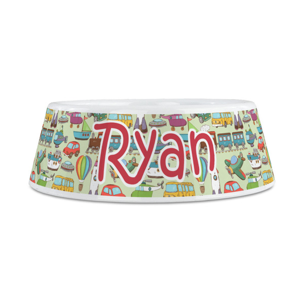 Vintage Transportation Plastic Dog Bowls - Medium - FRONT