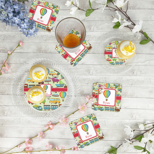 Vintage Transportation Plastic Party Dinner Plates - In Context