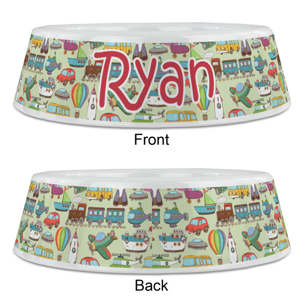 Vintage Transportation Plastic Pet Bowls - Large - APPROVAL