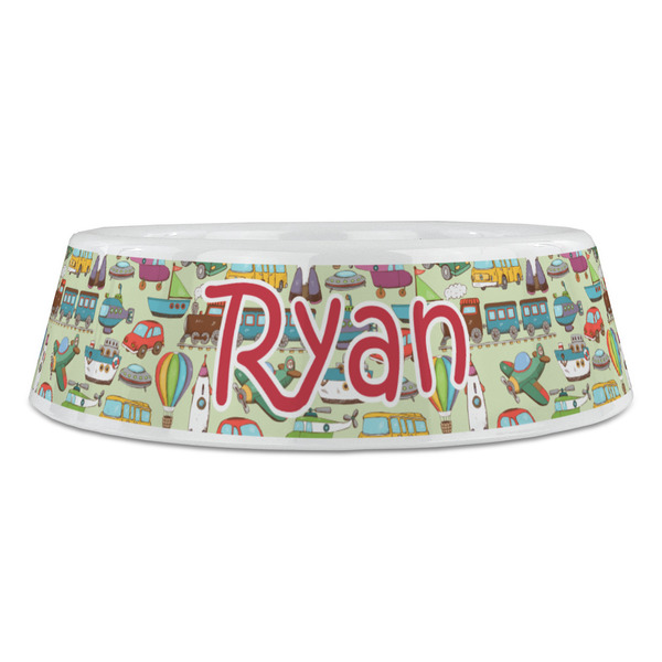 Vintage Transportation Plastic Pet Bowls - Large - FRONT