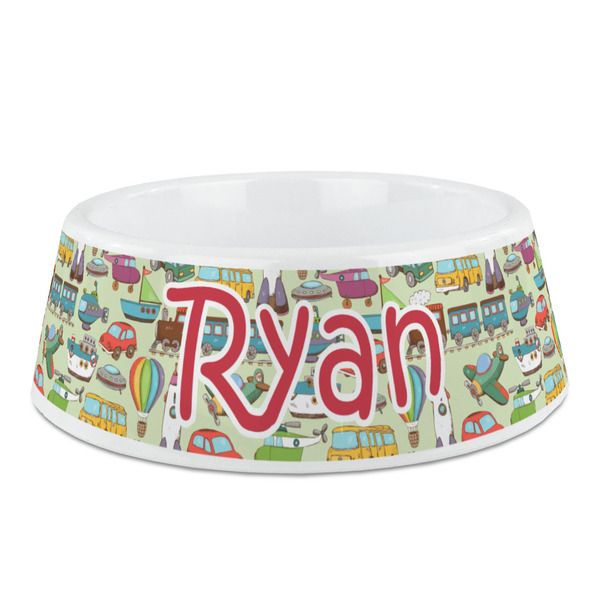 Custom Vintage Transportation Plastic Dog Bowl (Personalized)