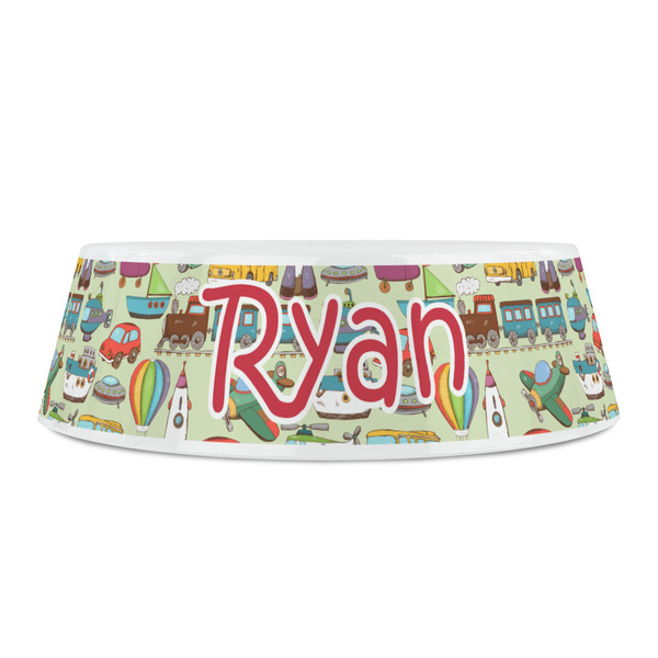 Vintage Transportation Plastic Pet Bowls - Small - FRONT