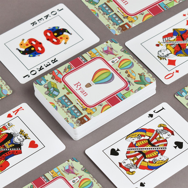 Vintage Transportation Playing Cards - Front & Back View