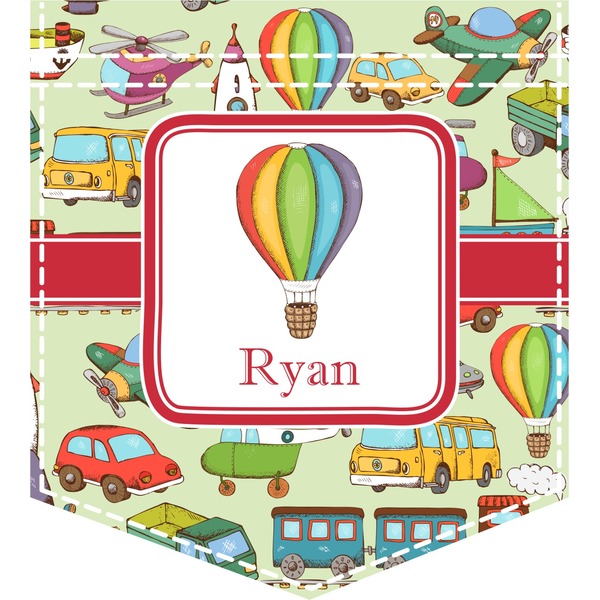 Custom Vintage Transportation Iron On Faux Pocket (Personalized)