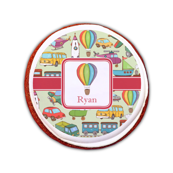 Vintage Transportation Printed Icing Circle - Small - On Cookie