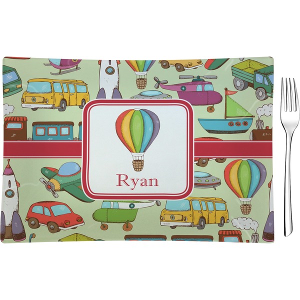 Custom Vintage Transportation Rectangular Glass Appetizer / Dessert Plate - Single or Set (Personalized)