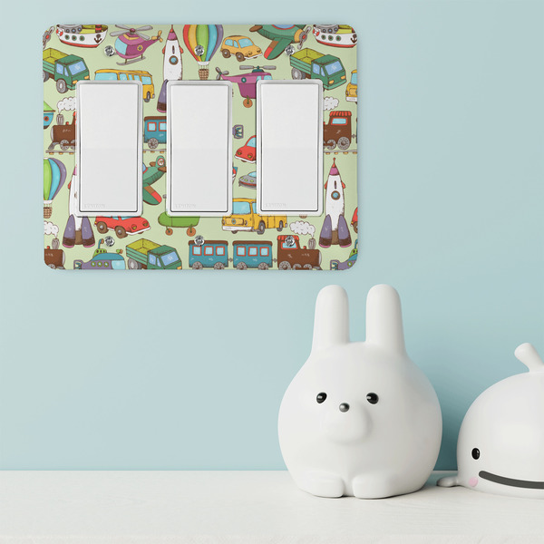 Vintage Transportation Rocker Light Switch Covers - Triple - IN CONTEXT