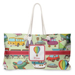 Vintage Transportation Large Tote Bag with Rope Handles (Personalized)