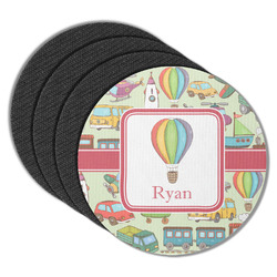 Vintage Transportation Round Rubber Backed Coasters - Set of 4 (Personalized)