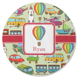 Vintage Transportation Round Rubber Backed Coaster (Personalized)