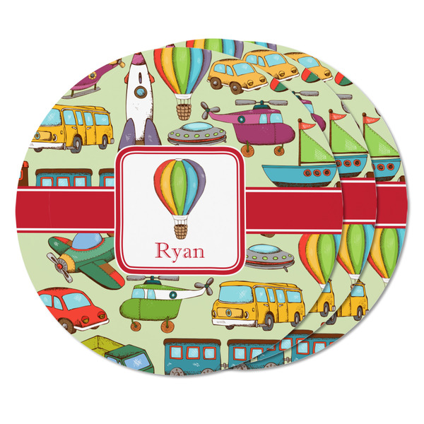 Vintage Transportation Round Fridge Magnet - THREE