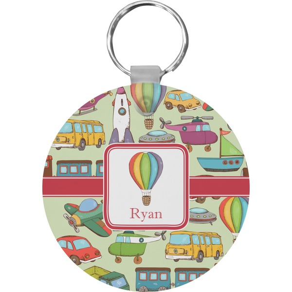 Vintage Transportation Round Keychain (Personalized)