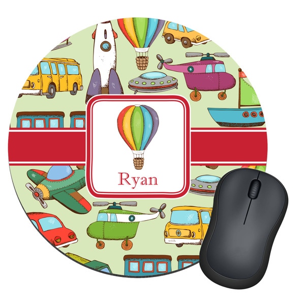 Custom Vintage Transportation Round Mouse Pad (Personalized)