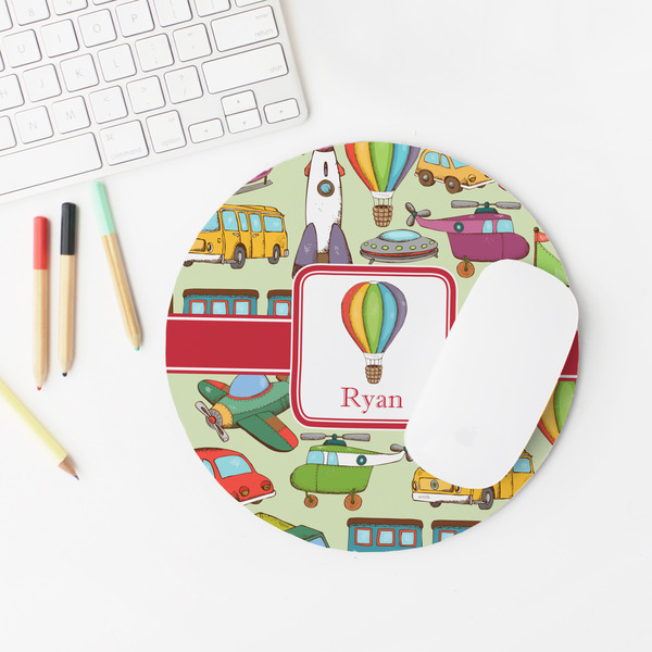 Vintage Transportation Round Mousepad - LIFESTYLE 2