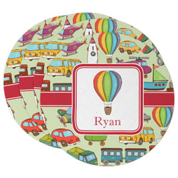 Vintage Transportation Round Paper Coasters w/ Name or Text