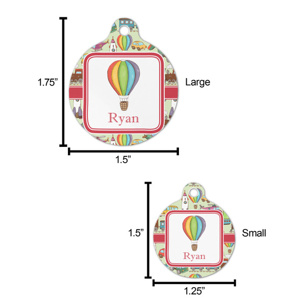 Vintage Transportation Round Pet ID Tag - Large - Comparison Scale