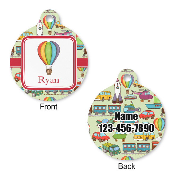 Vintage Transportation Round Pet Tag - Front & Back