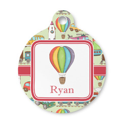 Vintage Transportation Round Pet ID Tag - Small (Personalized)
