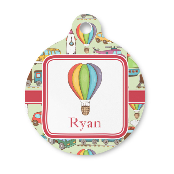 Custom Vintage Transportation Round Pet ID Tag - Small (Personalized)