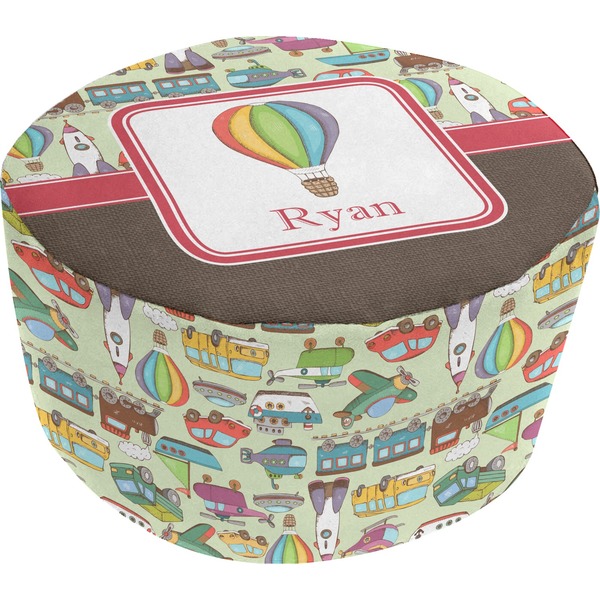 Vintage Transportation Round Pouf Ottoman (Bottom)