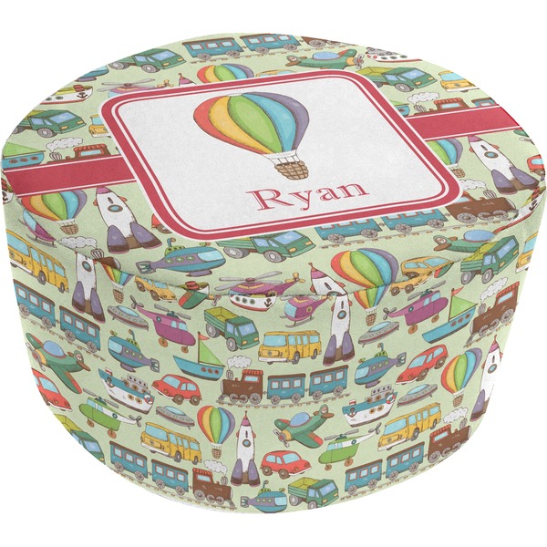 Custom Vintage Transportation Round Pouf Ottoman (Personalized)
