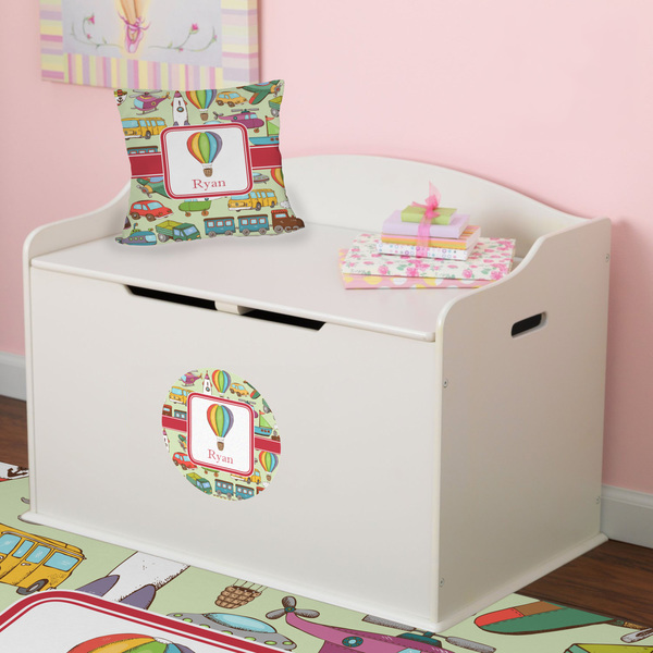 Vintage Transportation Round Wall Decal on Toy Chest