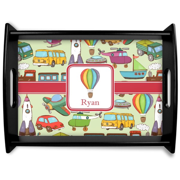 Custom Vintage Transportation Black Wooden Tray - Large (Personalized)