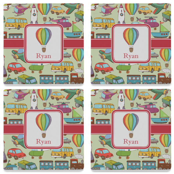 Vintage Transportation Set of 4 Sandstone Coasters - See All 4 View