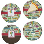 Vintage Transportation Set of 4 Glass Appetizer / Dessert Plate 8" (Personalized)