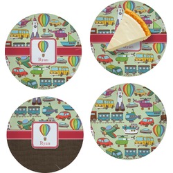 Vintage Transportation Set of 4 Glass Appetizer / Dessert Plate 8" (Personalized)