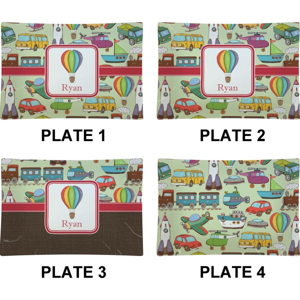 Vintage Transportation Set of Rectangular Appetizer / Dessert Plates (Approval)