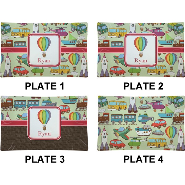 Vintage Transportation Set of Rectangular Dinner Plates (Approval)