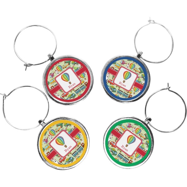 Custom Vintage Transportation Wine Charms (Set of 4) (Personalized)