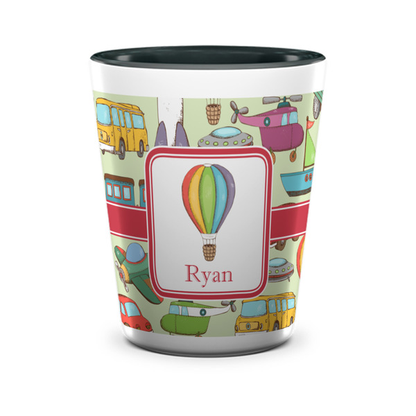 Custom Vintage Transportation Ceramic Shot Glass - 1.5 oz - Two Tone - Set of 4 (Personalized)