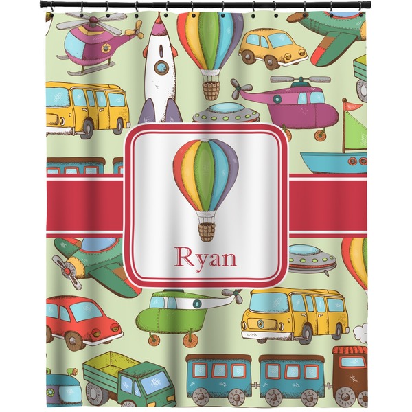 Custom Vintage Transportation Extra Long Shower Curtain - 70"x84" (Personalized)