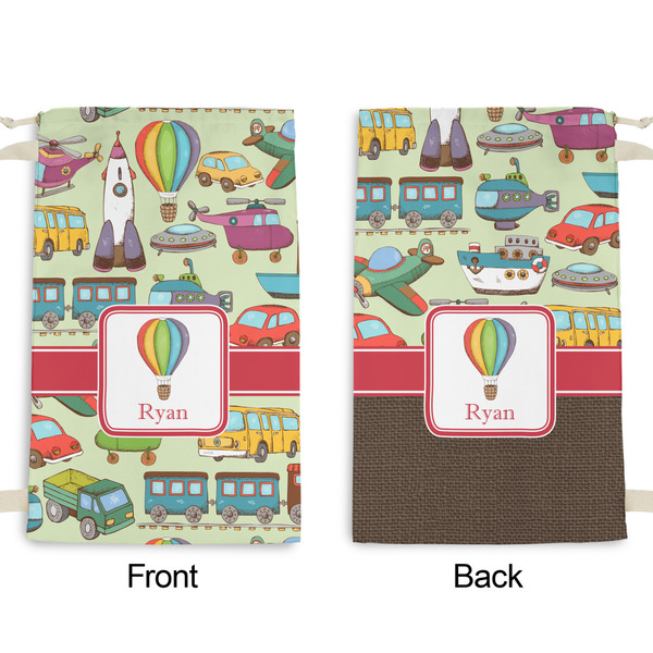 Vintage Transportation Small Laundry Bag - Front & Back View