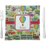 Vintage Transportation 9.5" Glass Square Lunch / Dinner Plate- Single or Set of 4 (Personalized)