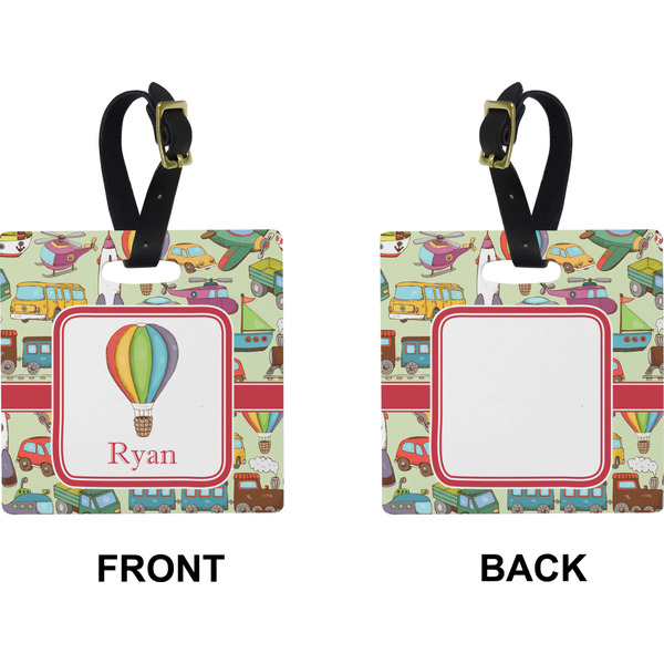 Vintage Transportation Square Luggage Tag (Front + Back)