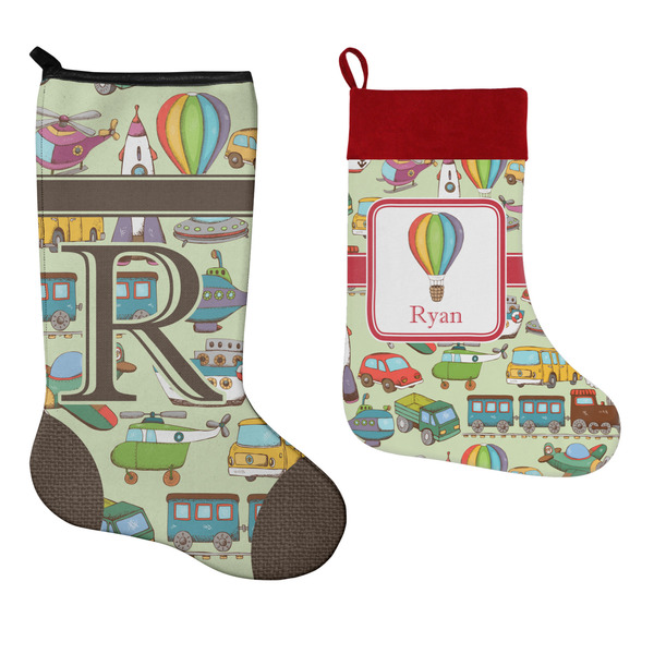 Vintage Transportation Stockings - Side by Side compare