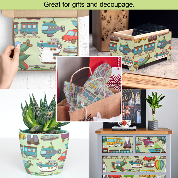 Vintage Transportation Tissue Paper - In Use Collage