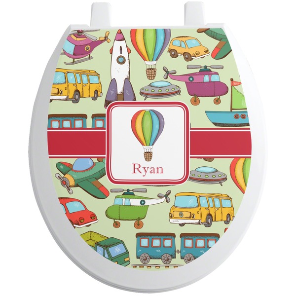 Custom Vintage Transportation Toilet Seat Decal - Round (Personalized)