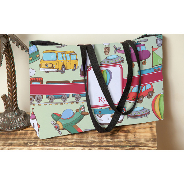 Vintage Transportation Tote w/Black Handles - Lifestyle View